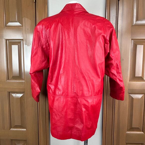 Vintage Toffs Red Leather Jacket 1980s Size small - Picture 5 of 9